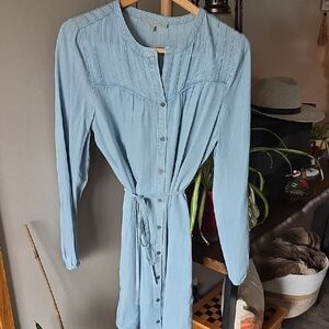 Daniel Rainn Light Blue Button-Up Long Sleeve Dress